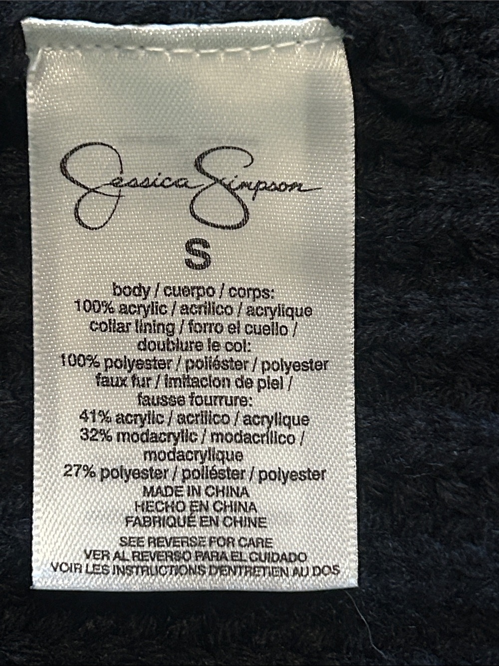 Jessica Simpson Faux Fox Fur Knit Sweater Vest Cardigan Black Women Small - Picture 6 of 9